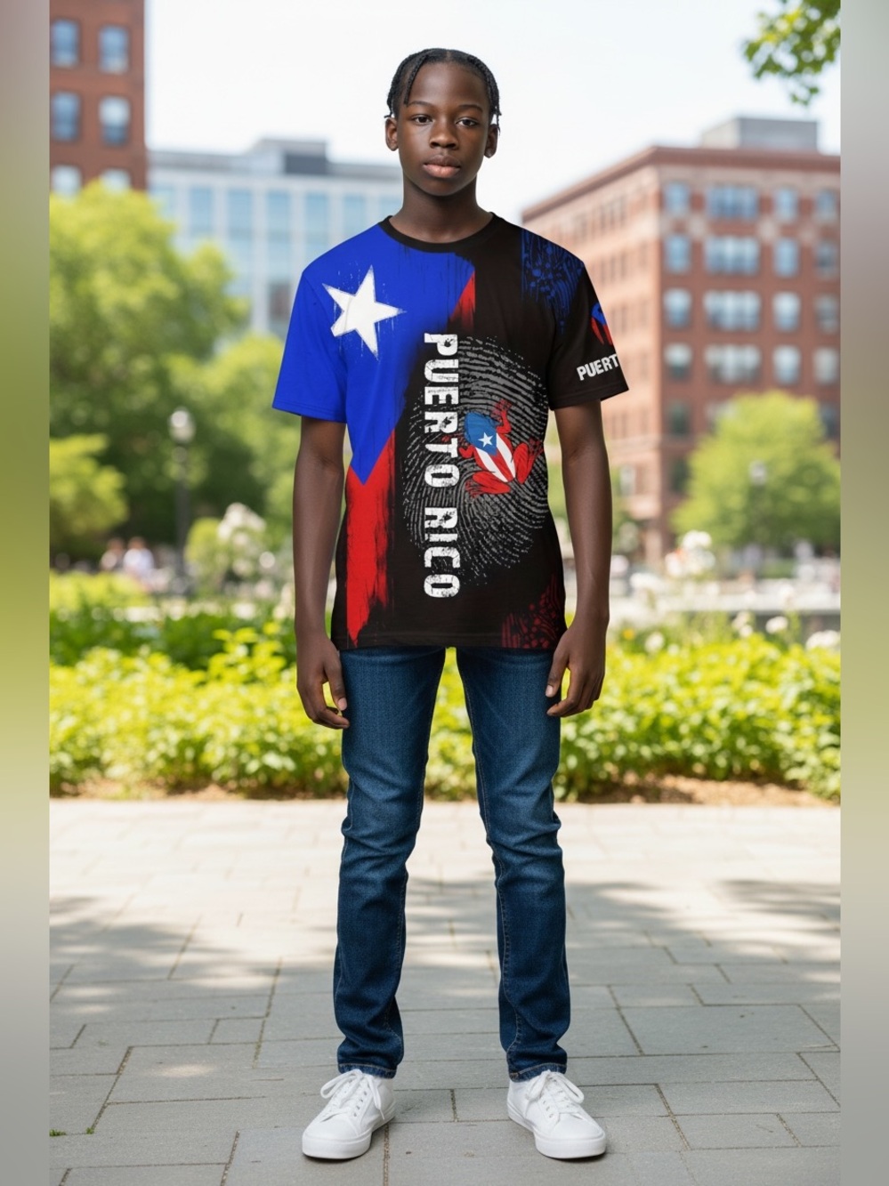 Puerto Rico Kids Unisex 3D Printed T-Shirt with Back Print NWT